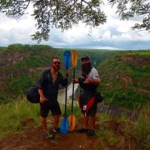 Tyler and Trevor hiking out from Number 10 on the Zambezi