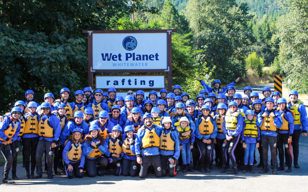 Big wedding group whitewater rafting