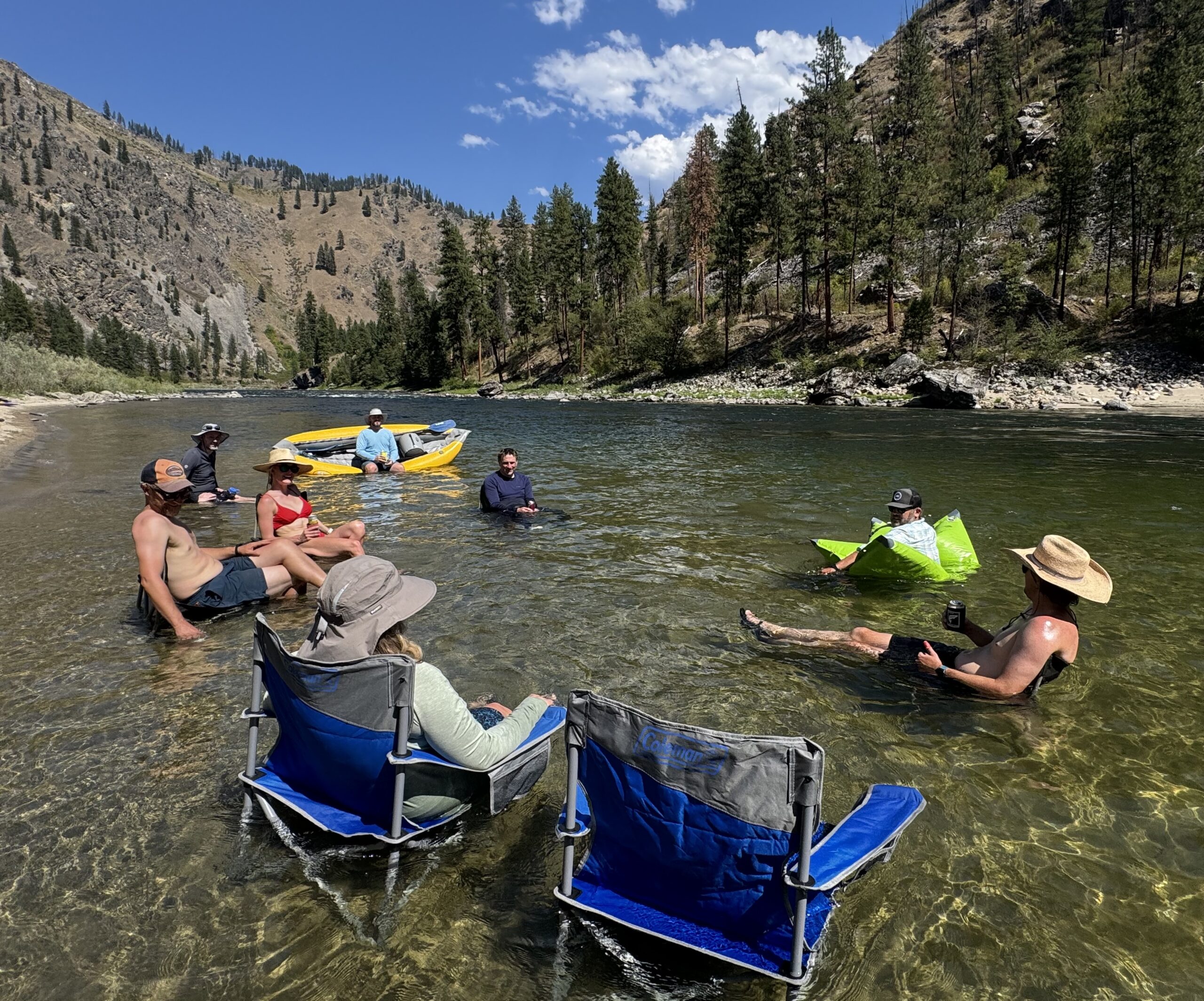 Summer time chairs in the river, Main Salmon, Idaho