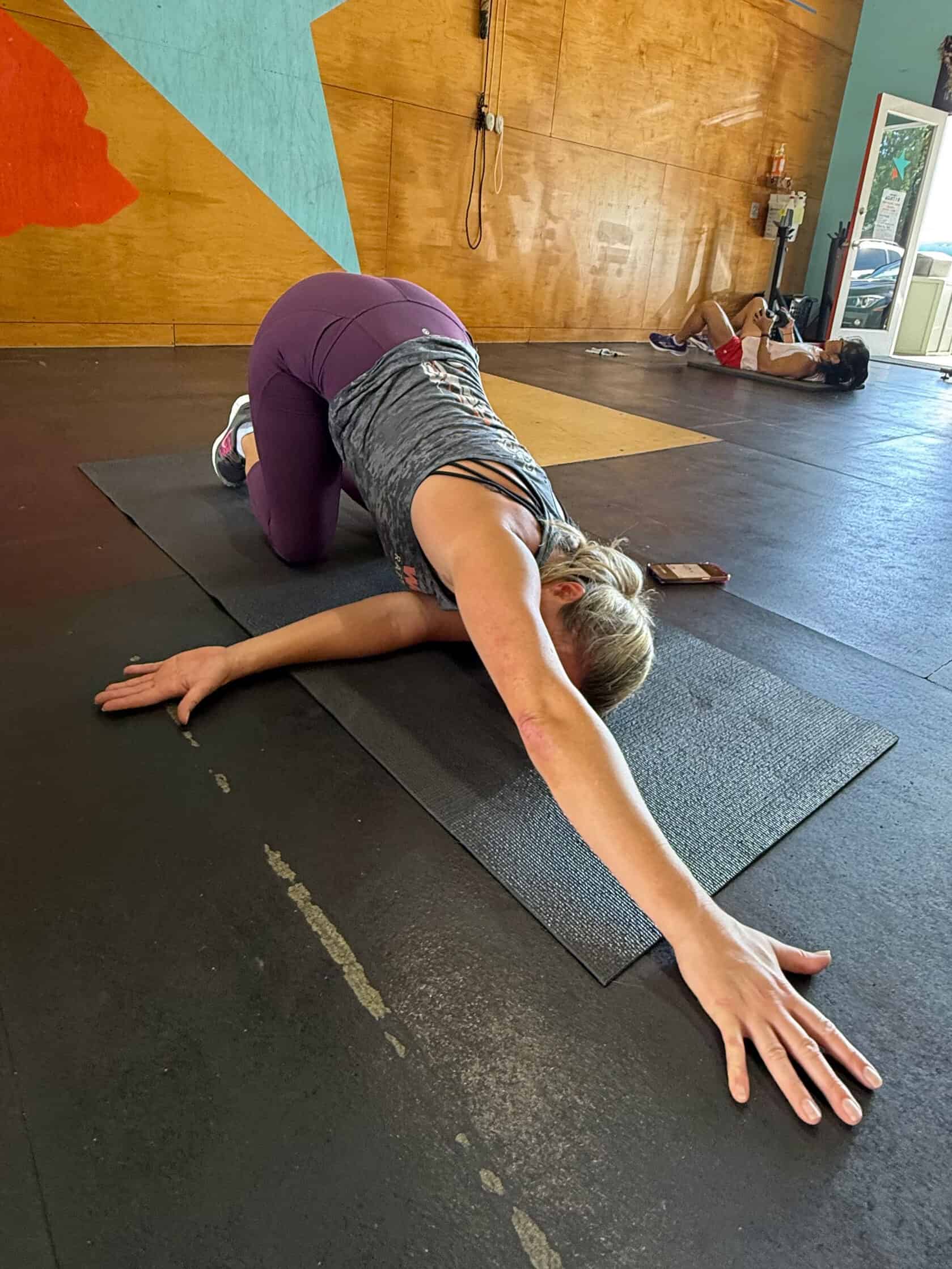 Thread the needle shoulder stretch