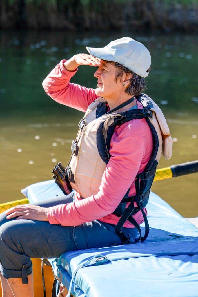 Person viewing wildlife from a raft on the Owyhee River