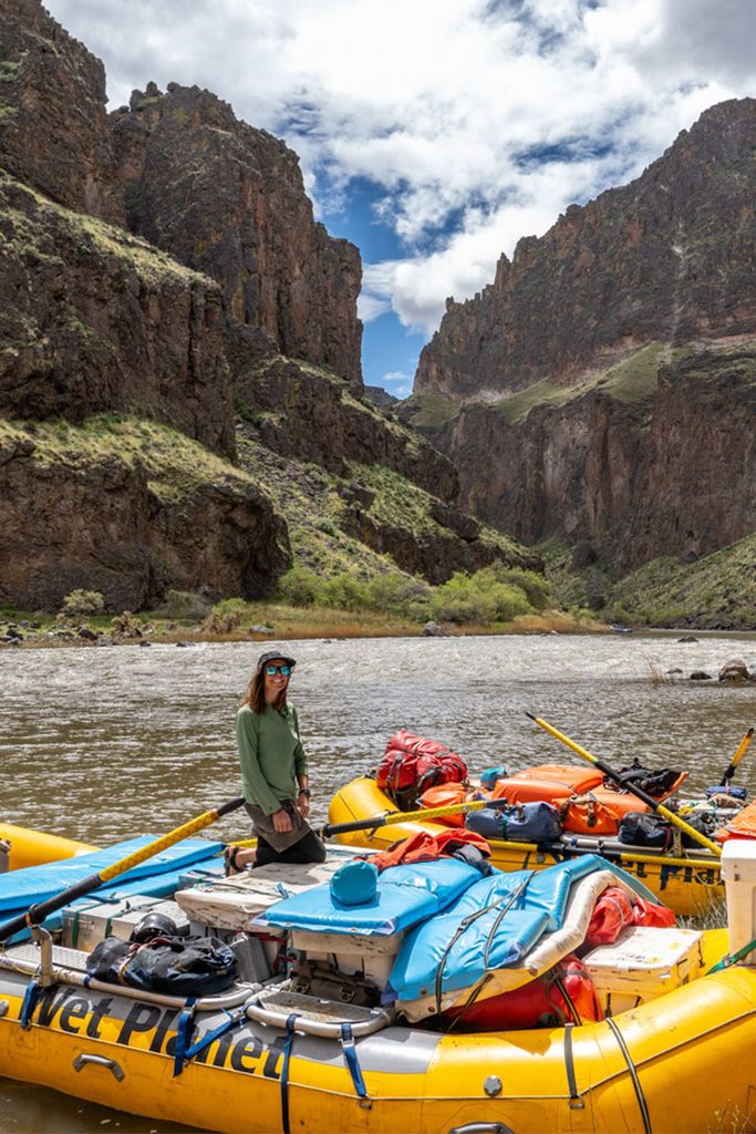 Raft Guide Sydney with the rafts loaded and ready to head downstream on the Owyhee River