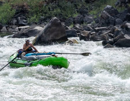 Rowing school student paddling on the Main Salmon River in Idaho