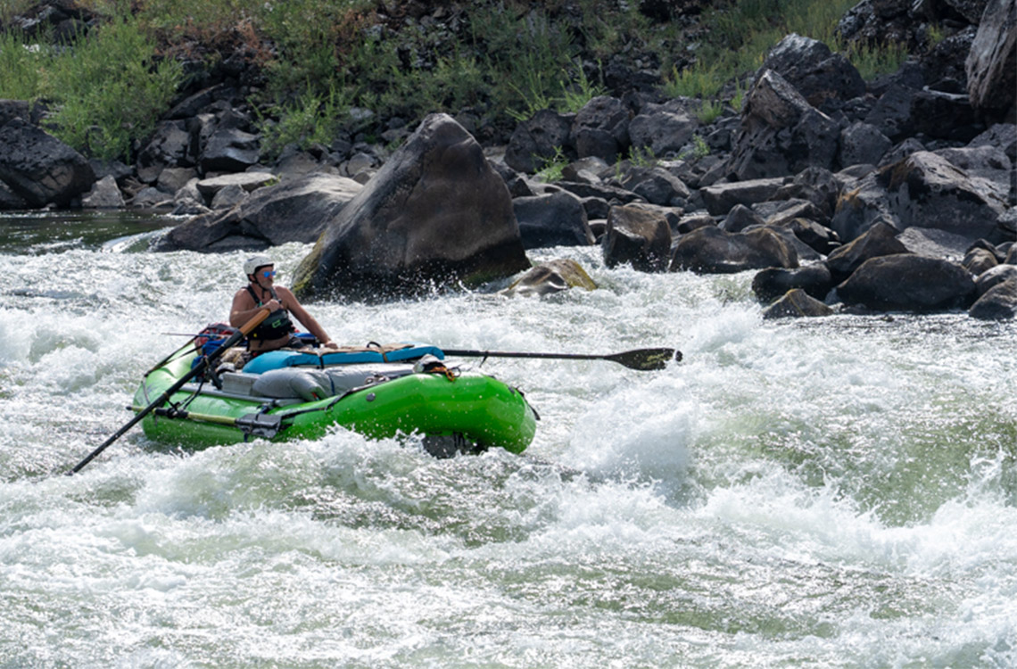 Rowing school student paddling on the Main Salmon River in Idaho