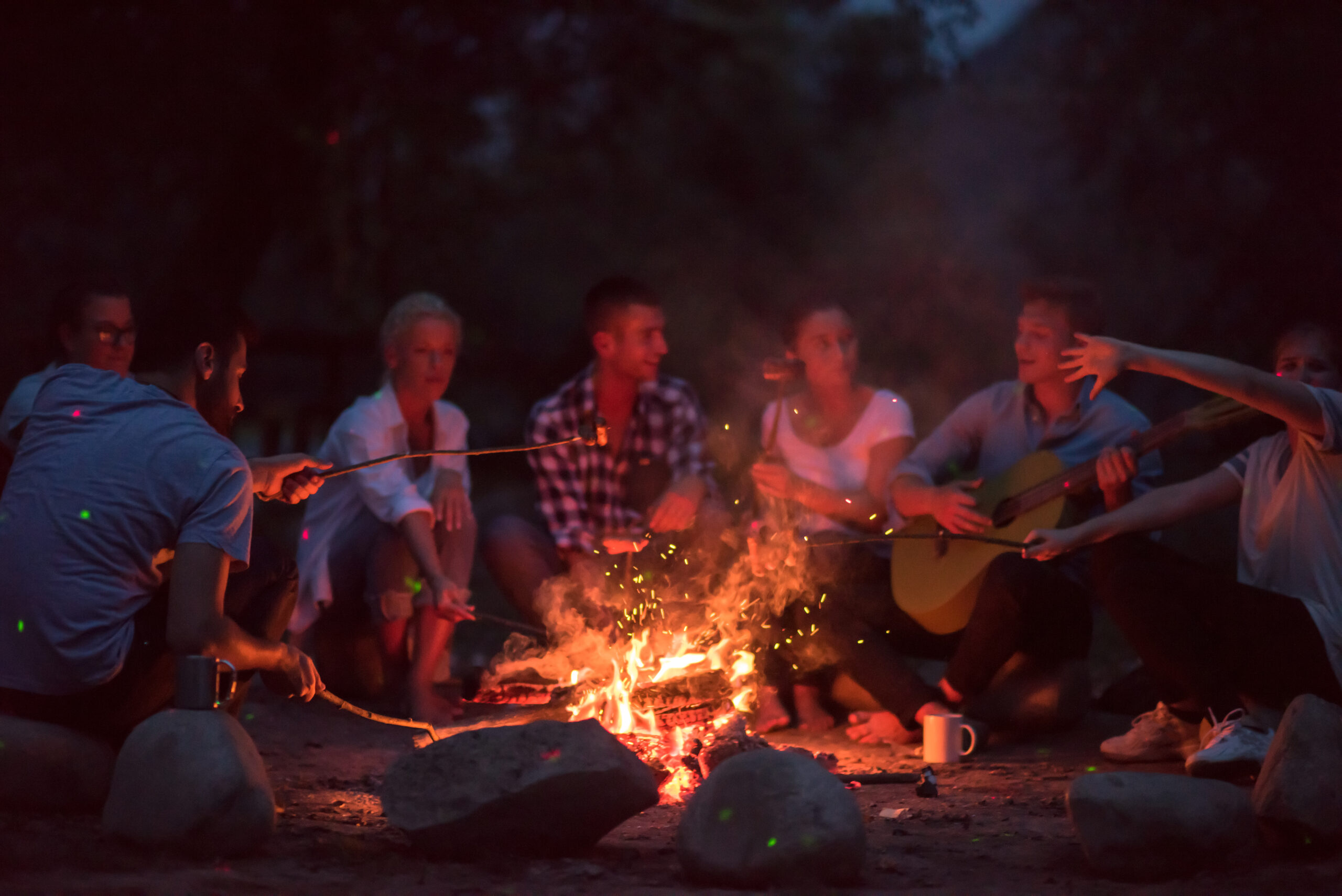 group around a campfire