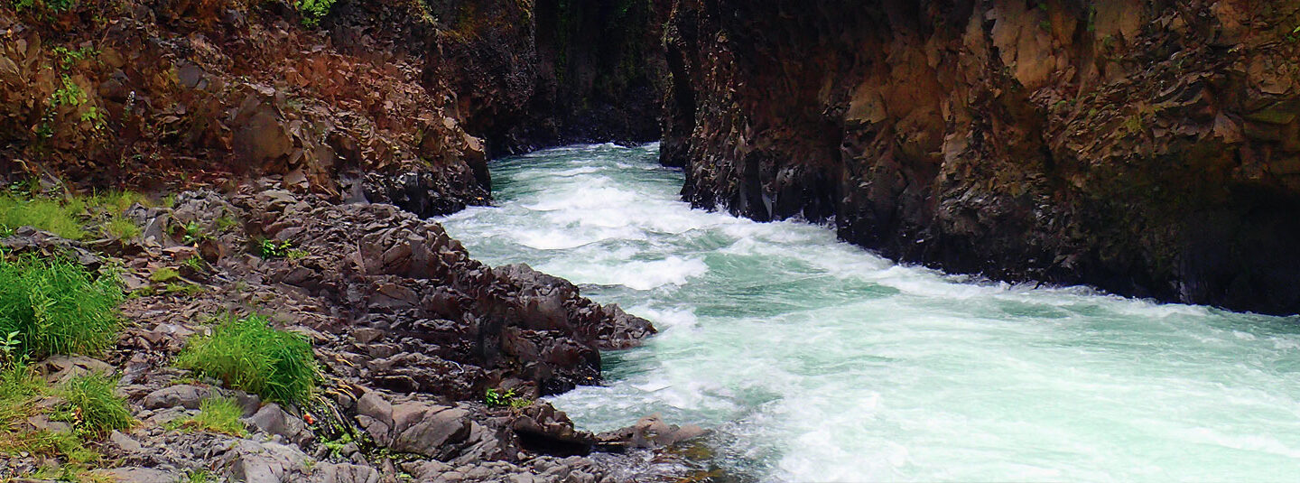 River flowing through a tight canyon