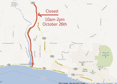 Map of closure due to dam removal