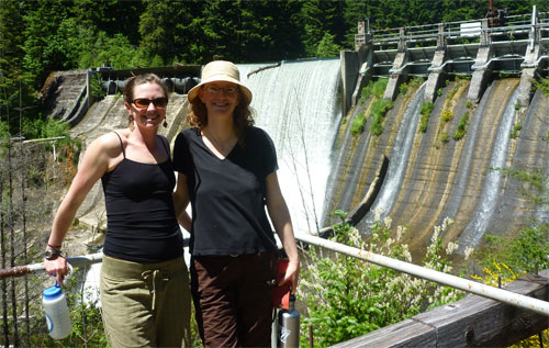 Author touring Condit Dam facilities with Megan Hooker of American Whitewater