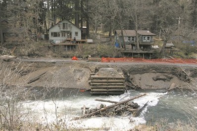 Condit dam removal debris in the water