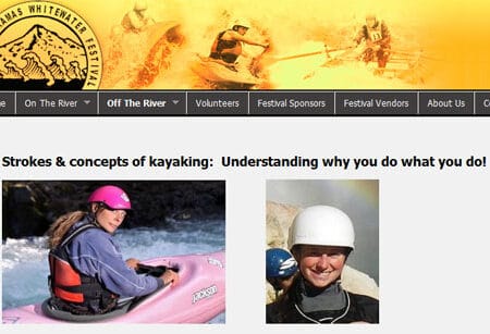 Webpage of two kayak instructors
