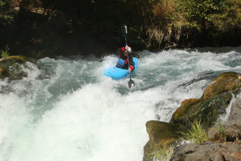 Naomi showing her passion for whitewater on Husum Falls on the White Salmon River