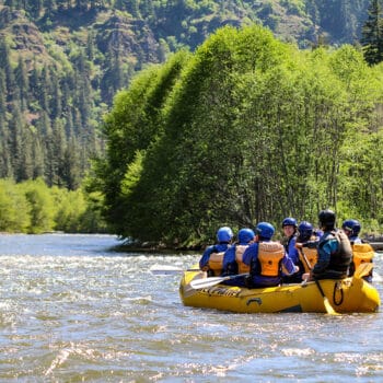 Rafters in Washington state enjoy a scenic float along the Klickitat River.
