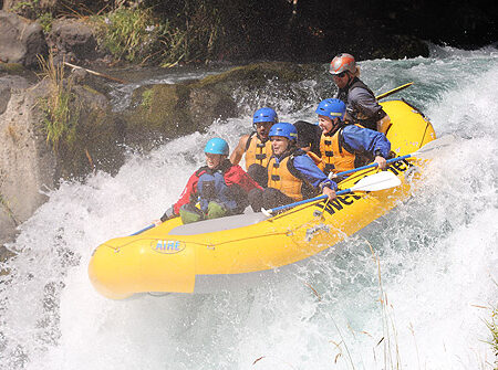 Group of rafters going down Husum Falls