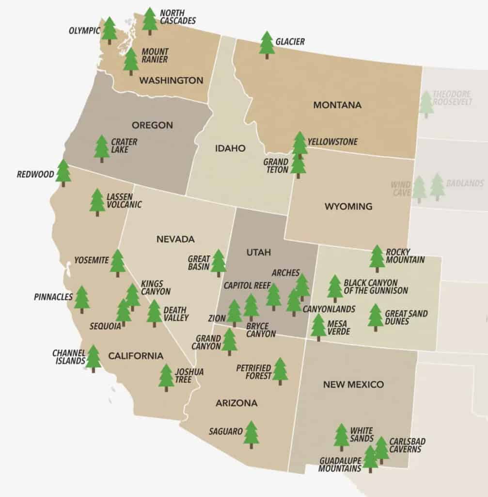 National parks in West United States