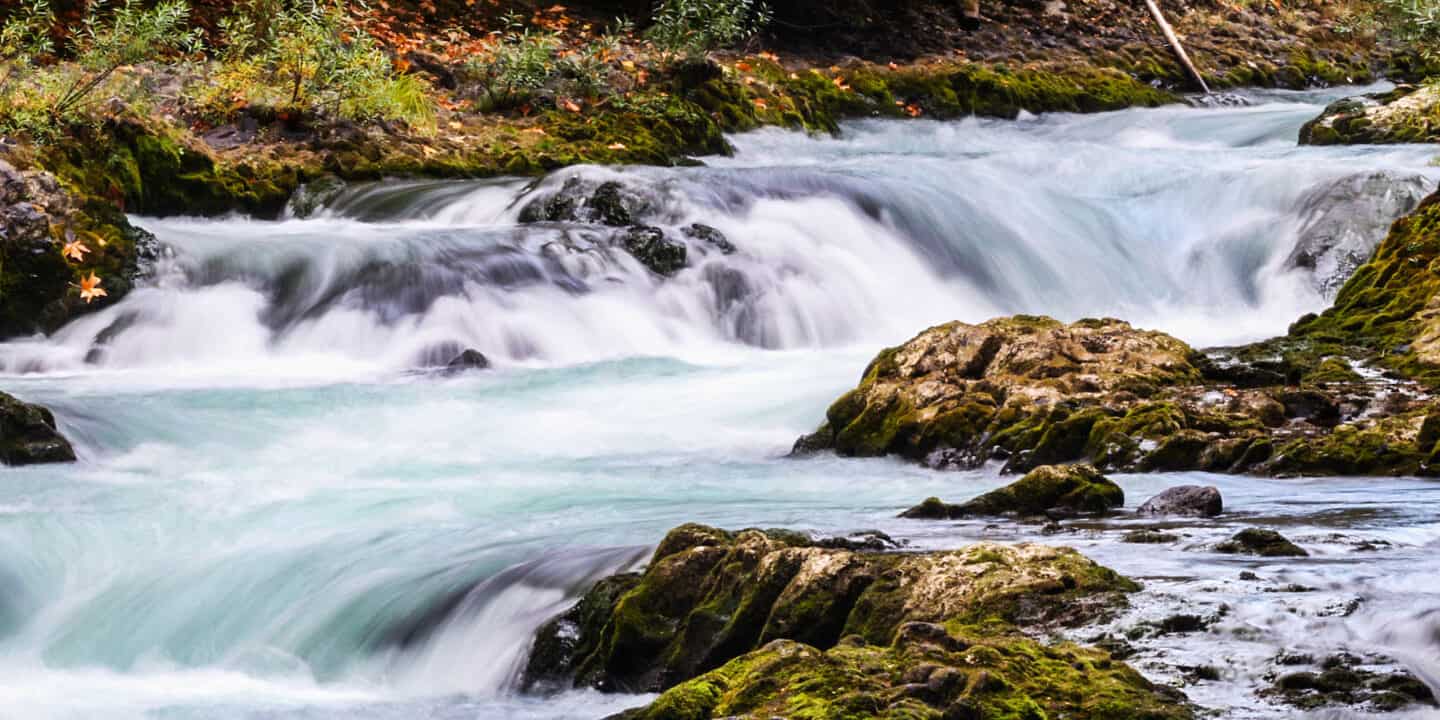 Scenic view of small rapids over rocks in the river. Wet Planet Whitewater in Washington, Idaho, Oregon